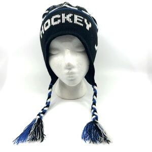 Black Hockey Hat with Braids